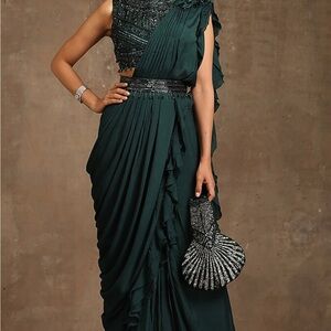 Elegant Dark Green Saree
